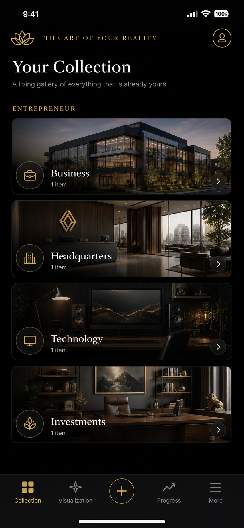 Wish Fulfilled Entrepreneur portfolio with business, headquarters, technology and investments