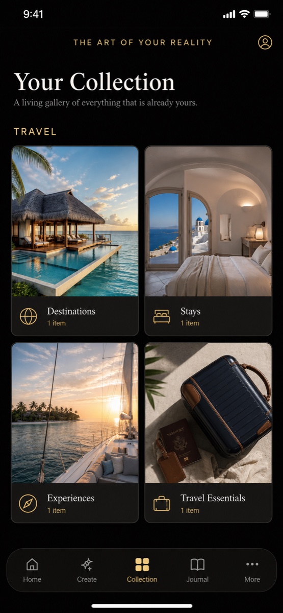Wish Fulfilled Travel portfolio with destinations, stays, experiences and travel essentials